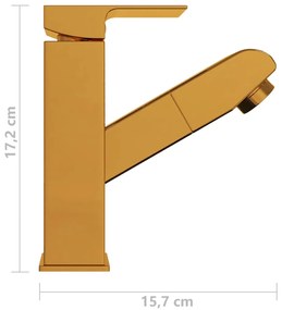 Torneira extraível p/ lavatório casa de banho 157x172mm dourado
