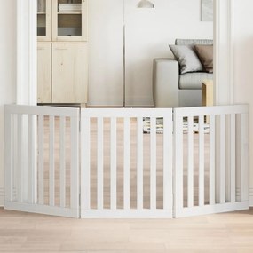 vidaXL Portão para cães dobrável 3 painéis 150 cm álamo branco