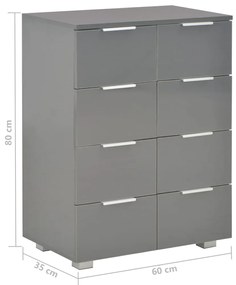Aparador 60x35x80 cm derivados de madeira cinza brilhante