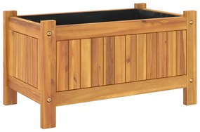 Vaso/floreira de jardim com forro 54x31x30 cm acácia maciça