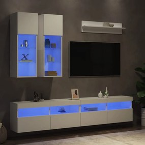 vidaXL 6 pcs conjunto de móveis de parede para TV com luzes LED branco
