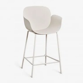 Banco Alto De Jardim Lynette Em Polipropileno E Ferro Branco Pedra & ↑65 Cm - Sklum
