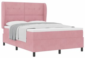 Cama Box com Colchão Rosa 140x200 cm em Veludo