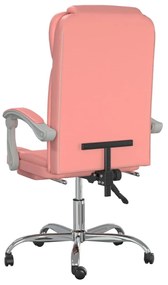 Cadeira de escritório reclinável couro artificial rosa