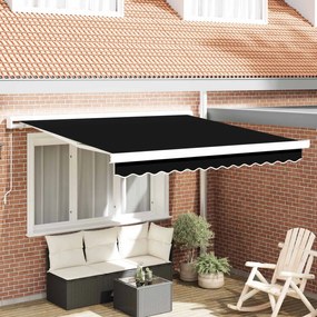 vidaXL Toldo Retrátil Preto 300 x 250 cm Tecido e Metal