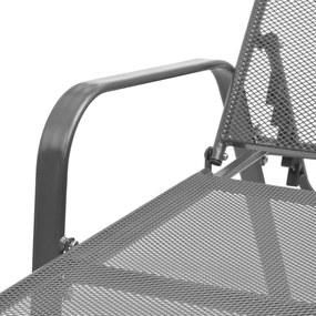 Espreguiçadeiras com mesa 2 pcs aço antracite