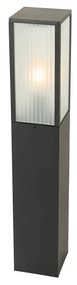 Candeeiro de pé exterior preto com vidro canelado 80 cm IP44 - Charlois Moderno