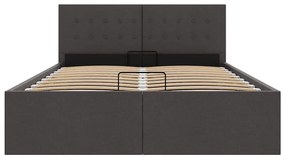 Cama hidráulica c/ arrumação 120x200cm tecido cinza-escuro