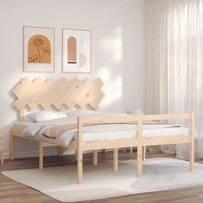 vidaXL Cama para idosos com cabeceira 140x200 cm madeira maciça