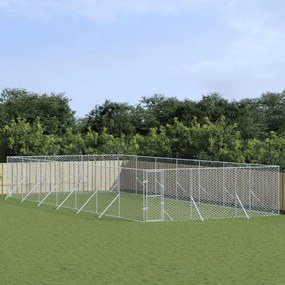 vidaXL Canil de exterior 6x14x2 m aço galvanizado prateado