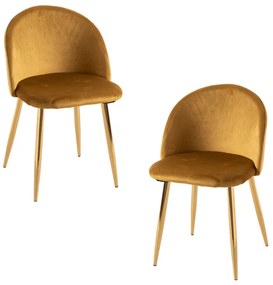 Pack 2 Cadeiras Vint Veludo Golden - Amarelo