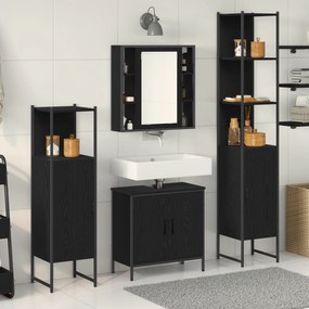 Conjunto de Móveis para Casa de Banho de 4 peças Carvalho Preto Madeir