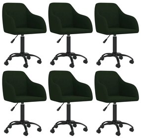 vidaXL Cadeiras de jantar giratórias 6 pcs veludo verde-escuro