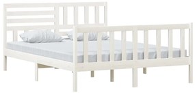 Estrutura de cama king 150x200 cm madeira maciça branco