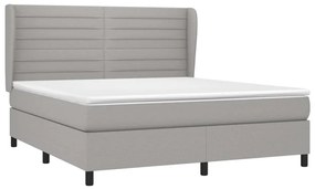 Cama com molas/colchão 160x200 cm tecido cinzento-claro
