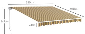 Toldo Manual Retrátil 350x250 cm Toldo para Varanda com Manivela de Me