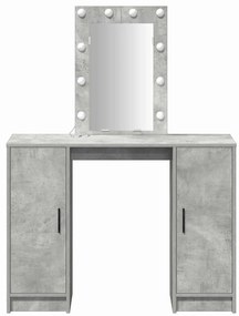 Mesa de Maquiagem vidaXL com Luzes LED Cinza Concreto 102x33x135 cm