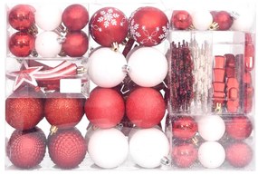 108 pcs conjunto de enfeites de Natal vermelho e branco