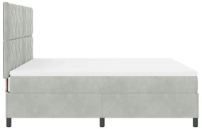 Cama Box Spring vidaXL com Colchão Cinza Claro Super King Veludo