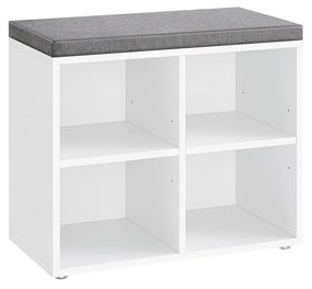 Banco sapateira com 4 compartimentos 30,5 x 59,6 x 48 cm em Cinzento e branco