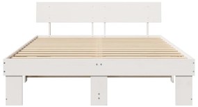 Estrutura da Cama Branco 160 x 200 cm Madeira de Pinheiro