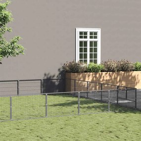 vidaXL Canil para cães 50 m² aço prateado