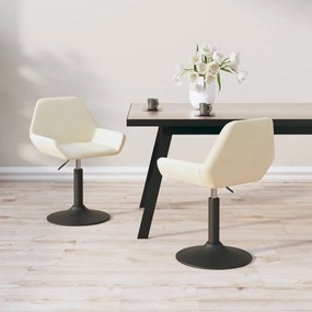 vidaXL Cadeiras de jantar giratórias 2 pcs veludo cor creme