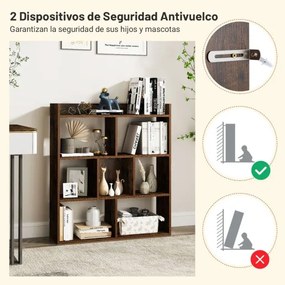 Estante aberta 80 x 20 x 90 cm com 7 cubos de madeira para quarto, sala de estar ou café