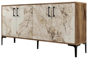 Console Kiev – Nogueira e Mármore Branco – 160 cm x 78 cm x 35 cm