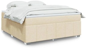 vidaXL Cama com molas/colchão 180x200 cm tecido cor creme