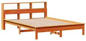 Cama c/ estante sem colchão 120x190cm pinho maciço castanho-mel