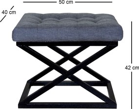 Pouffe Capraz – Preto e Azul – 50x42x40 cm