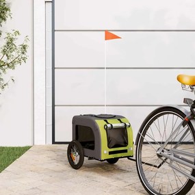 vidaXL Reboque de bicicleta p/ animais tecido oxford/ferro verde/cinza