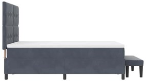 Cama Box Spring com Colchão e Banco Cinza Escuro 160x200 cm Veludo