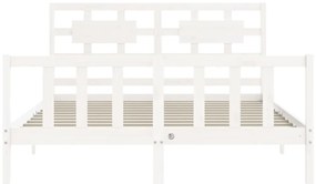 Cama sem colchão 160x200 cm madeira de pinho maciça branco