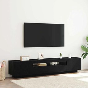 Cabide de TV vidaXL com Luzes LED em Carvalho Preto 200x35x40 cm em Madeira de Engenharia