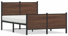 vidaXL Estrutura de cama sem colchão 120x190cm metal carvalho castanho