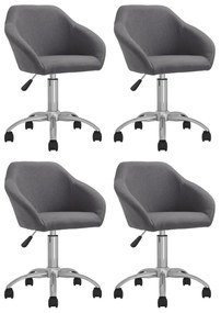 vidaXL Cadeiras de jantar giratórias 4 pcs tecido cinzento-claro