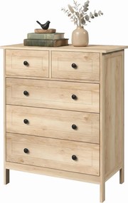 Cómoda de Quarto com 5 Gavetas, 74 x 40 x 91 cm, Design Contemporâneo, Cor Carvalho