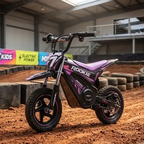 Mota elétrica para crianças ROOKIE 24 V (12"), bateria de lítio, motor sem escovas de 250 W, travão de disco Roxa