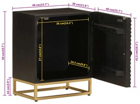 Mesa de cabeceira 40x30x50 cm mangueira maciça/ferro preto