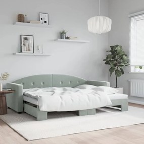 vidaXL Sofá-cama com gavetão 80x200 cm veludo cinzento-claro