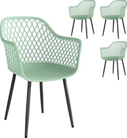 Outsunny Conjunto de 4 Cadeiras de Jardim, com Encosto Diamantado, Apoios de Braço, Verde | Aosom Portugal