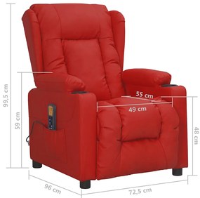 Cadeira de massagens couro artificial vermelho tinto