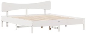 Cama sem colchão 200x200 cm madeira de pinho maciça branco