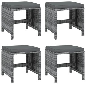 9 pcs conjunto jantar p/ jardim c/ almofadões vime PE cinzento