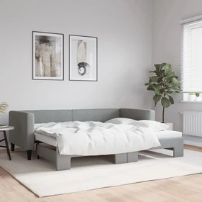 vidaXL Sofá-cama com gavetão 90x190 cm tecido cinzento-claro