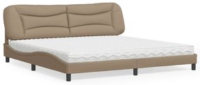 vidaXL Cama com colchão 200x200 cm couro artificial cappuccino