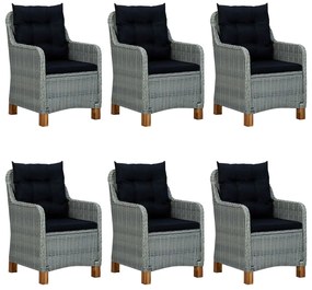 7 pcs conjunto de jantar para jardim cinzento-claro