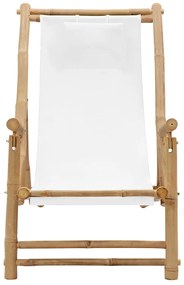 Cadeira de terraço em bambu e lona branco nata